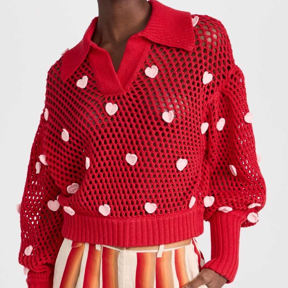 Farm Rio handmade heart knit sweater